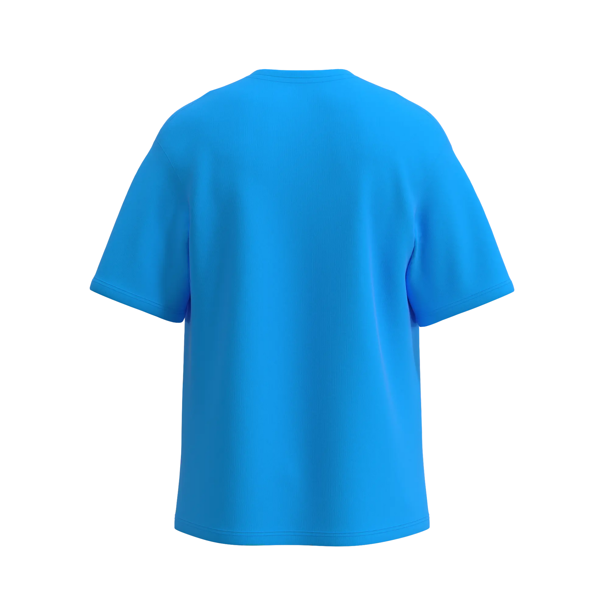 Turquoise oversized T-shirt by Man’s SET, soft cotton men’s clothing with relaxed fit, back view