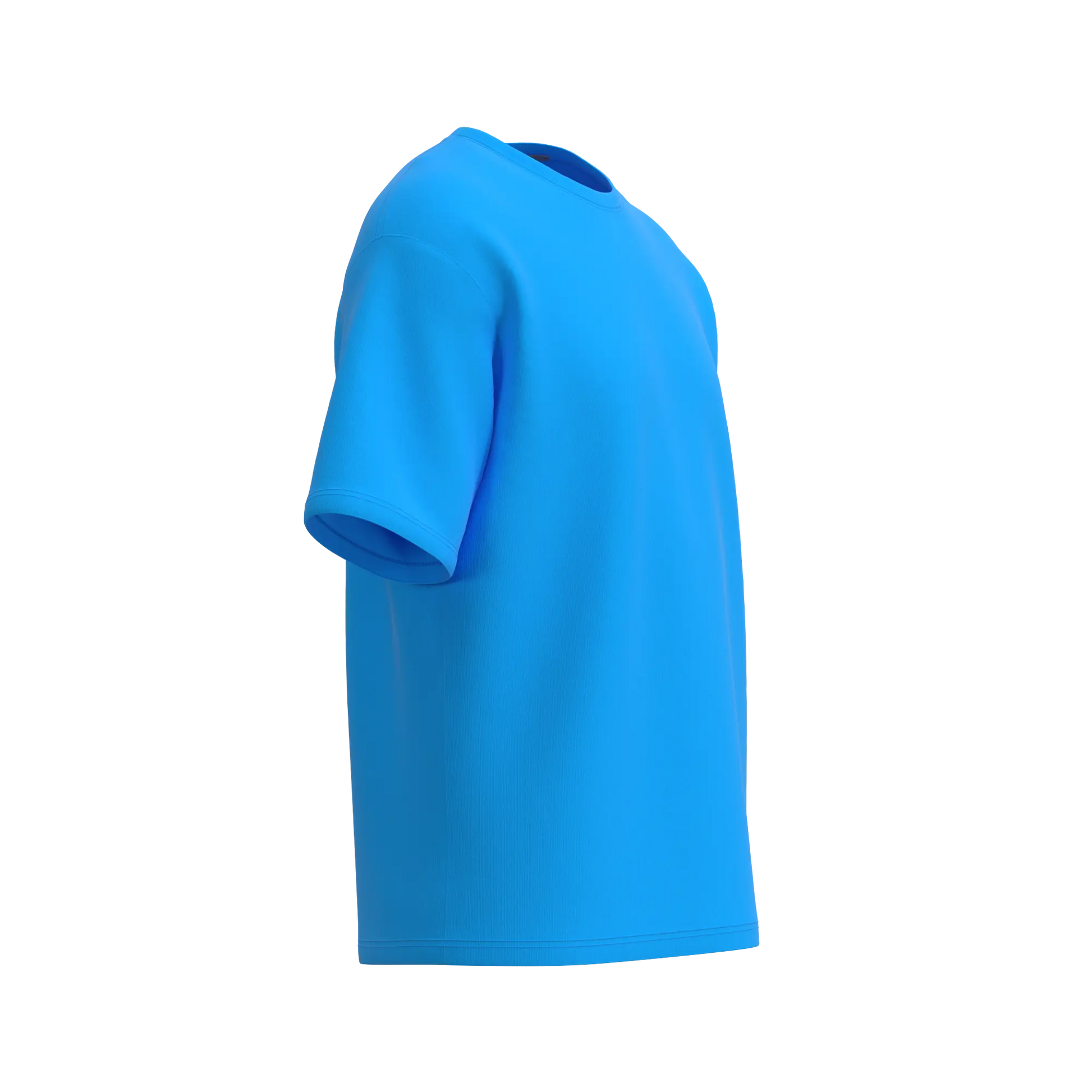 Turquoise oversized T-shirt by Man’s SET, men’s soft cotton top with loose sleeves, side view