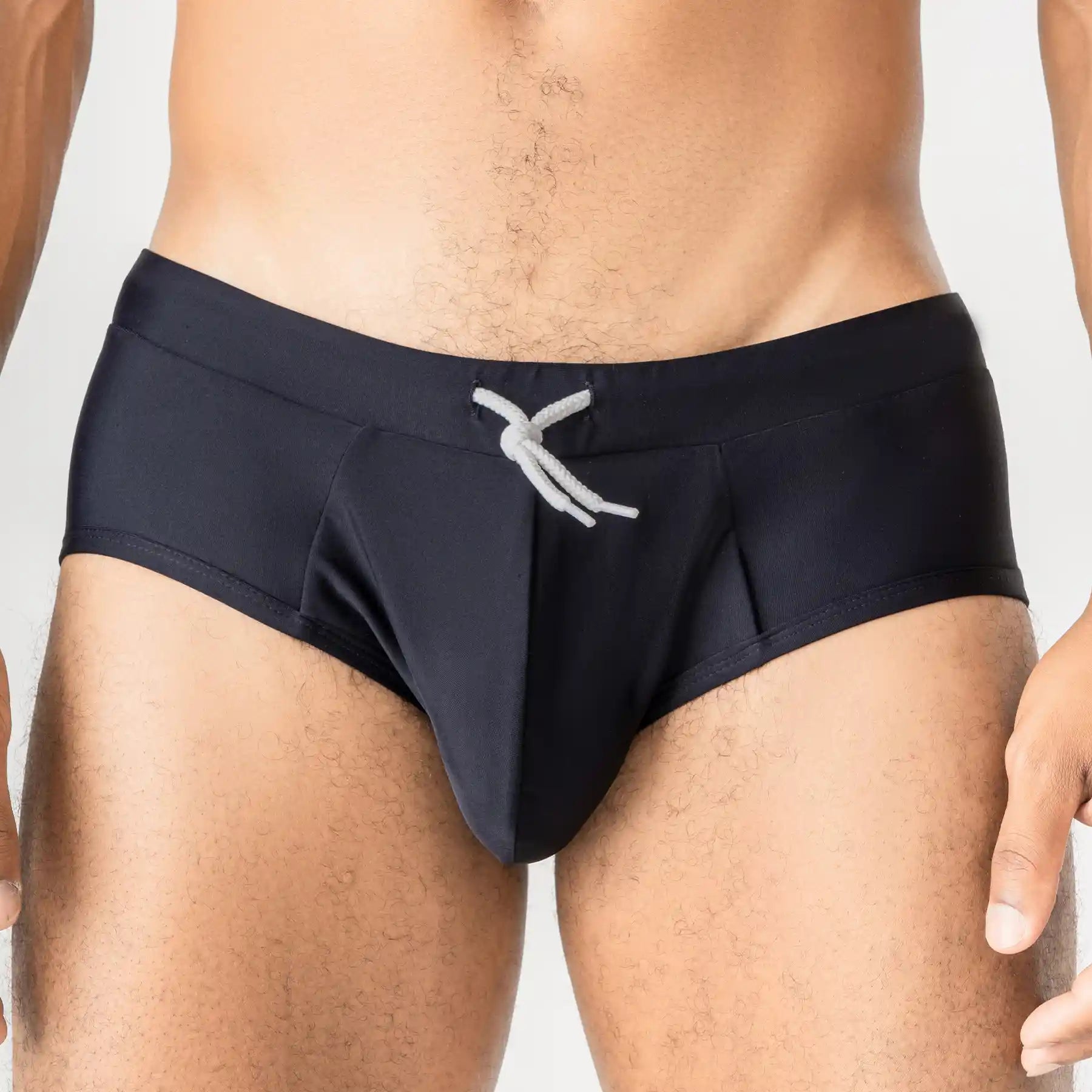 Man’s SET Anatomic Brief 2.1 black swim briefs, comfortable swimwear for men, front view