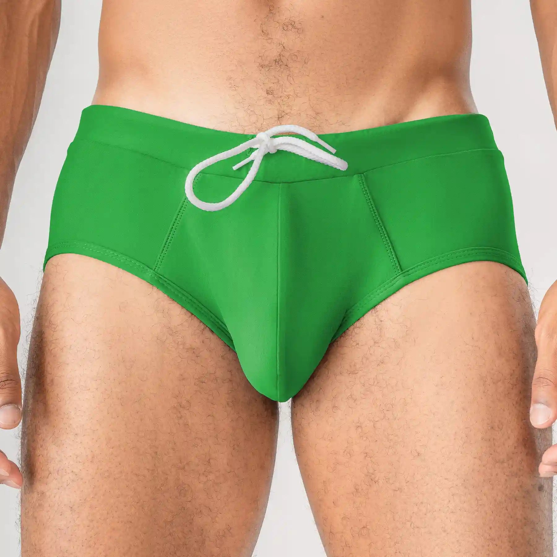 Man’s SET Anatomic Brief 2.1 green swimming briefs, comfortable men’s swimwear, front view