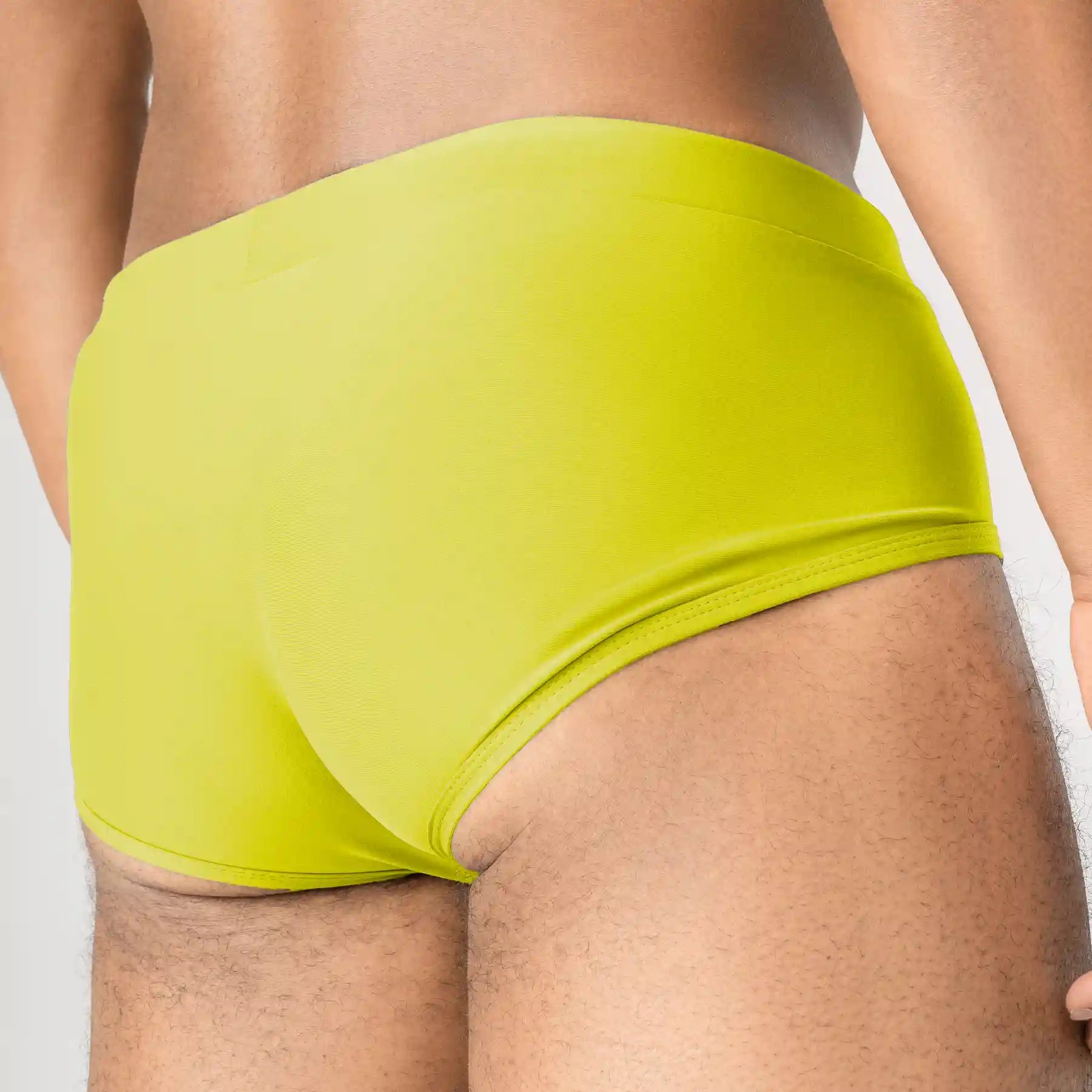 Man’s SET yellow anatomical men’s swim briefs, smooth fit, back view