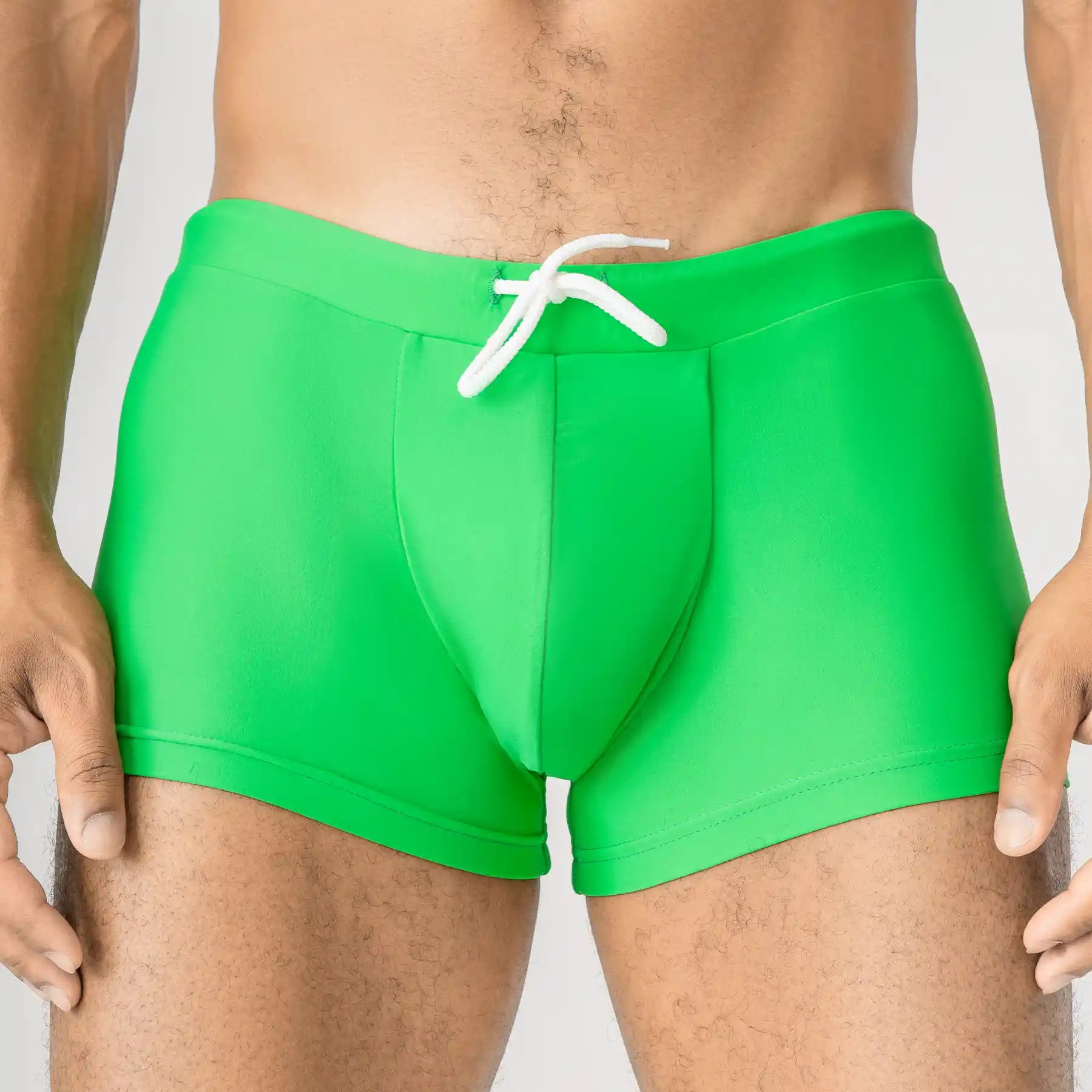 Man’s SET Anatomic Intimate 2.1 green men’s swim trunks, anatomical pouch, front view