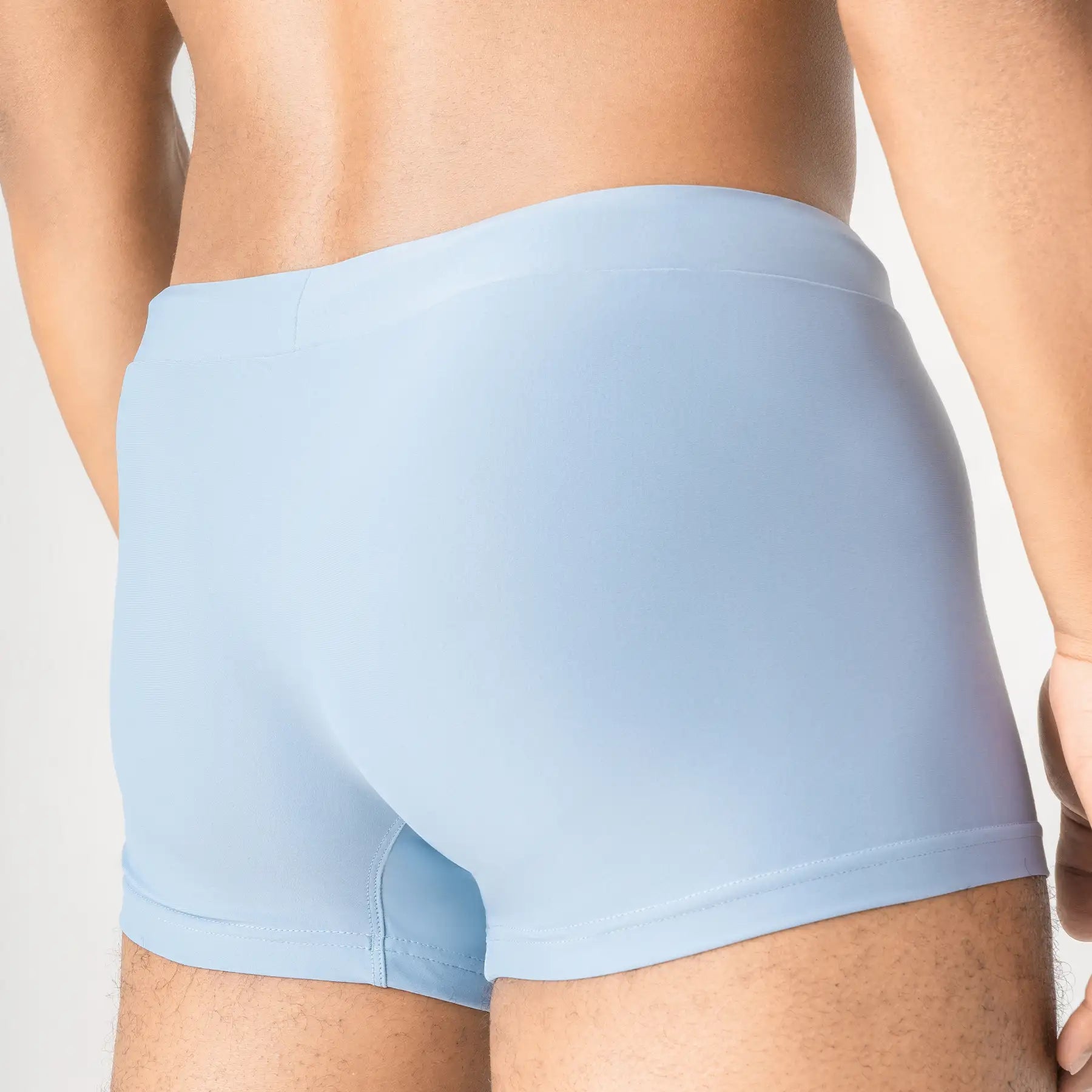 Man’s SET light gray anatomical men’s swim trunks, comfortable fit, back view