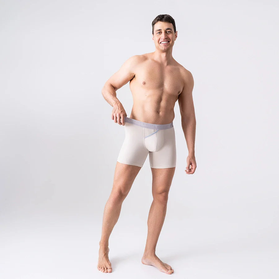 CoolCore Micromodal Boxer Brief 6.7" Open Fly, Silver Series, Light Beige