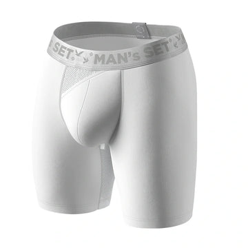 AirFlow Boxer Brief 7.6" Open Fly, Silver Series, White