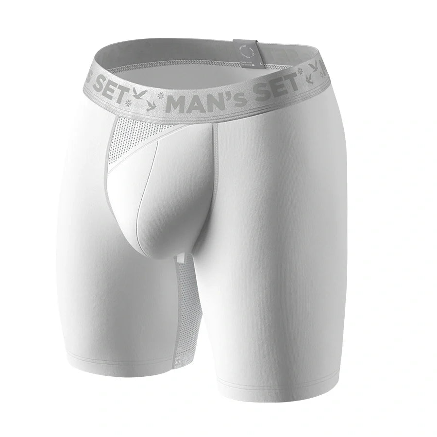AirFlow Boxer Brief 7.6" Open Fly, Silver Series, White