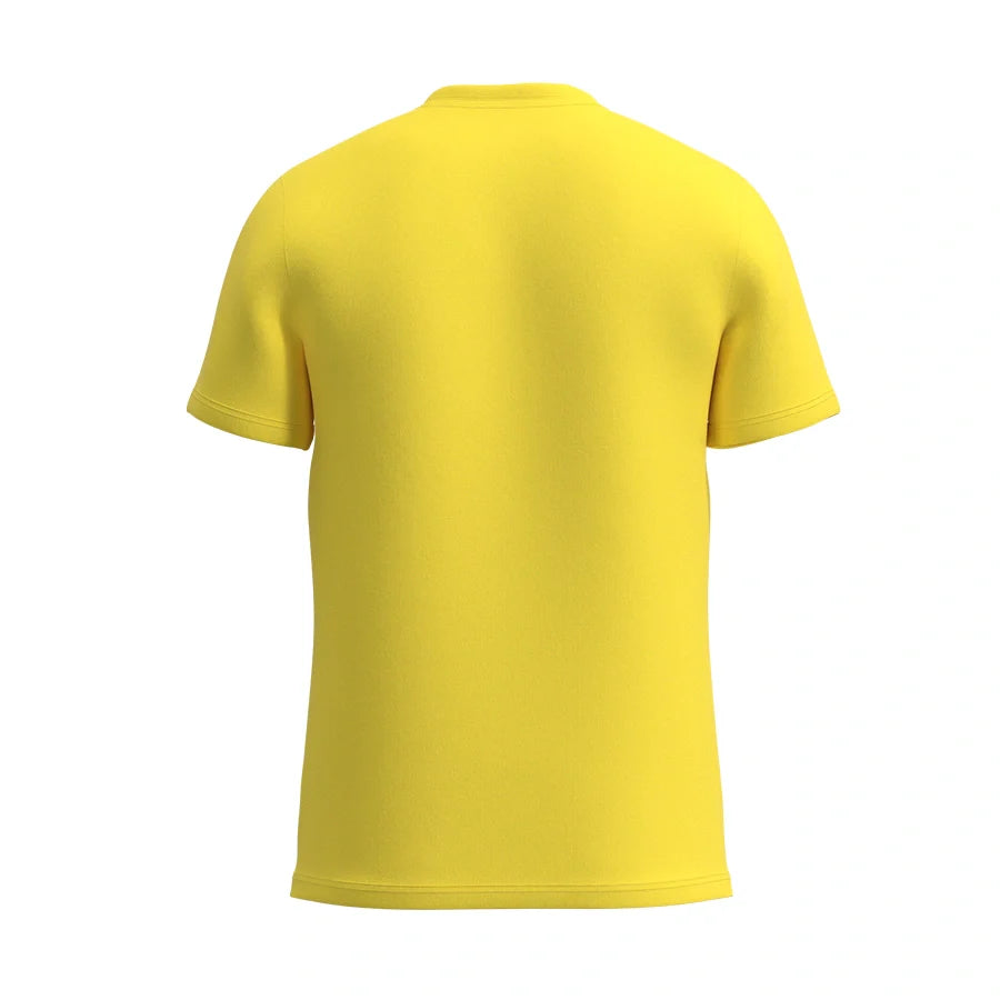 Man’s SET yellow V-neck tee for men, lightweight breathable cotton fabric, relaxed fit for comfort, back view