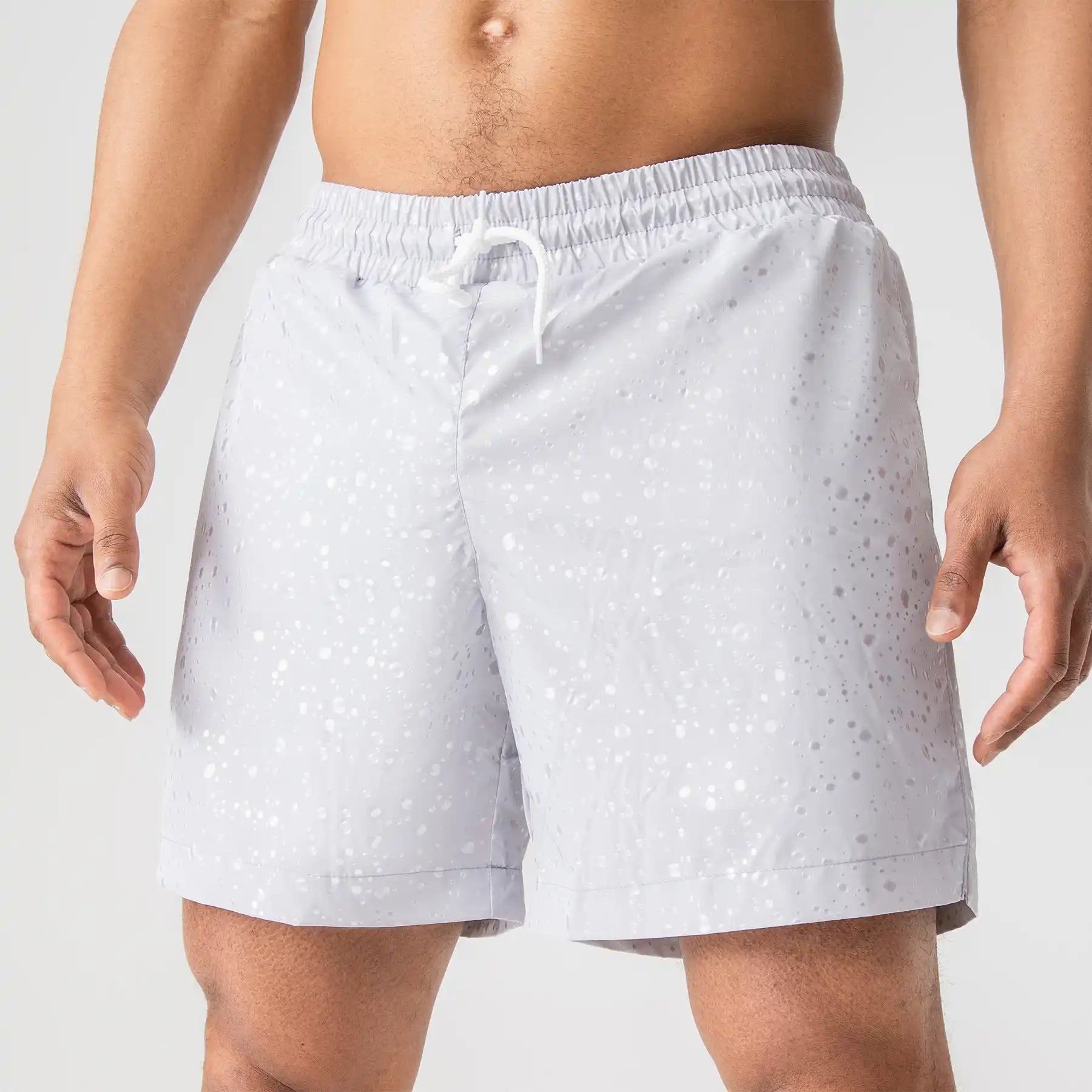 Man’s SET light gray men’s swimming shorts, quick-dry breathable fabric, front view