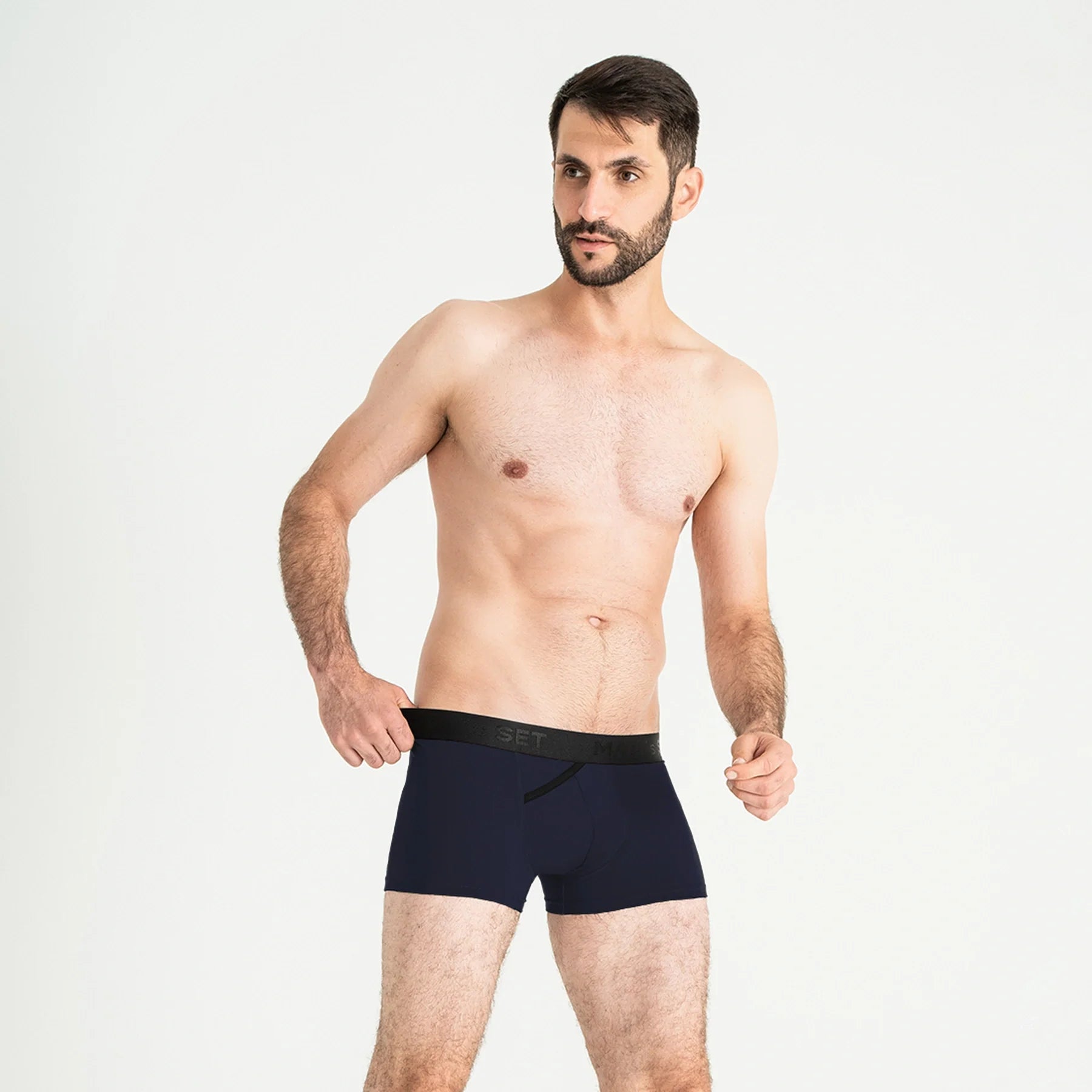 Men's Trunks FlexFit with Angled Fly in Navy Blue, On Model