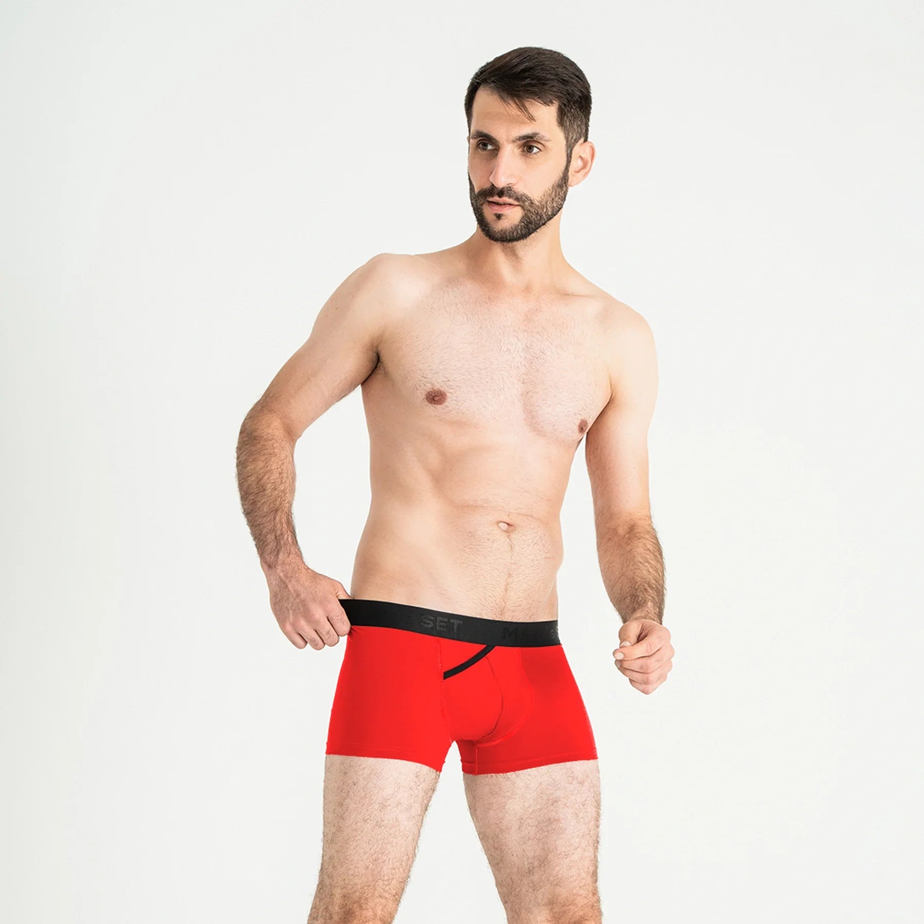 Comfortable red men’s underwear by Man’s SET, FlexFit 3.2", front view