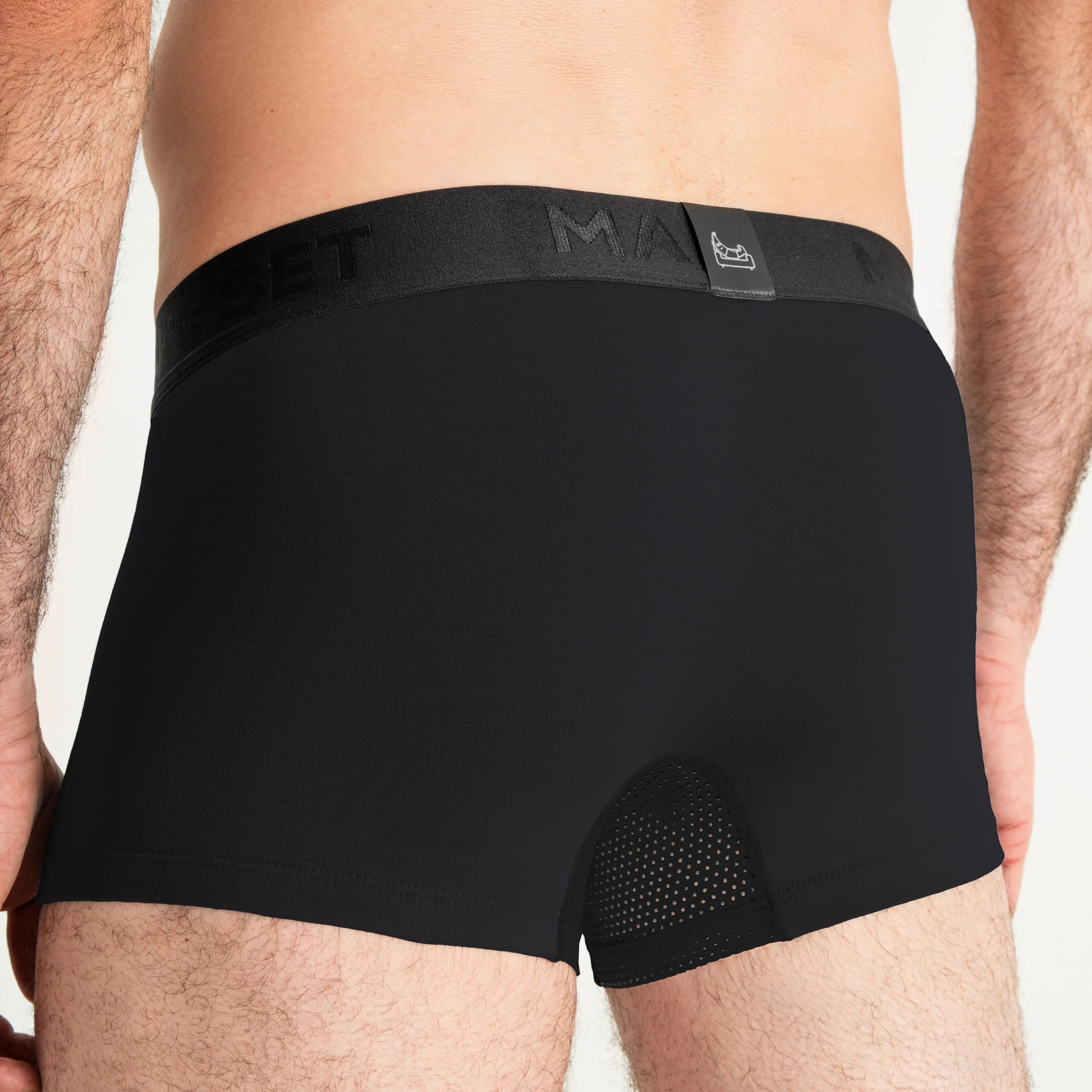 Men's Trunks AirFlow with Breathable Cotton in Black, Back View