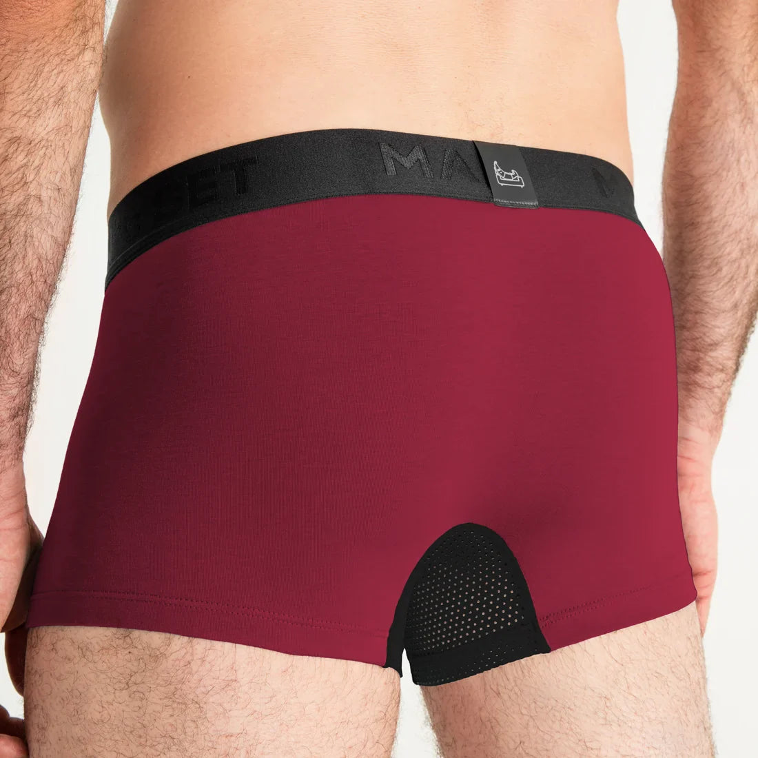 Men's Trunks AirFlow with Ventilation Mesh in Burgundy, Back View