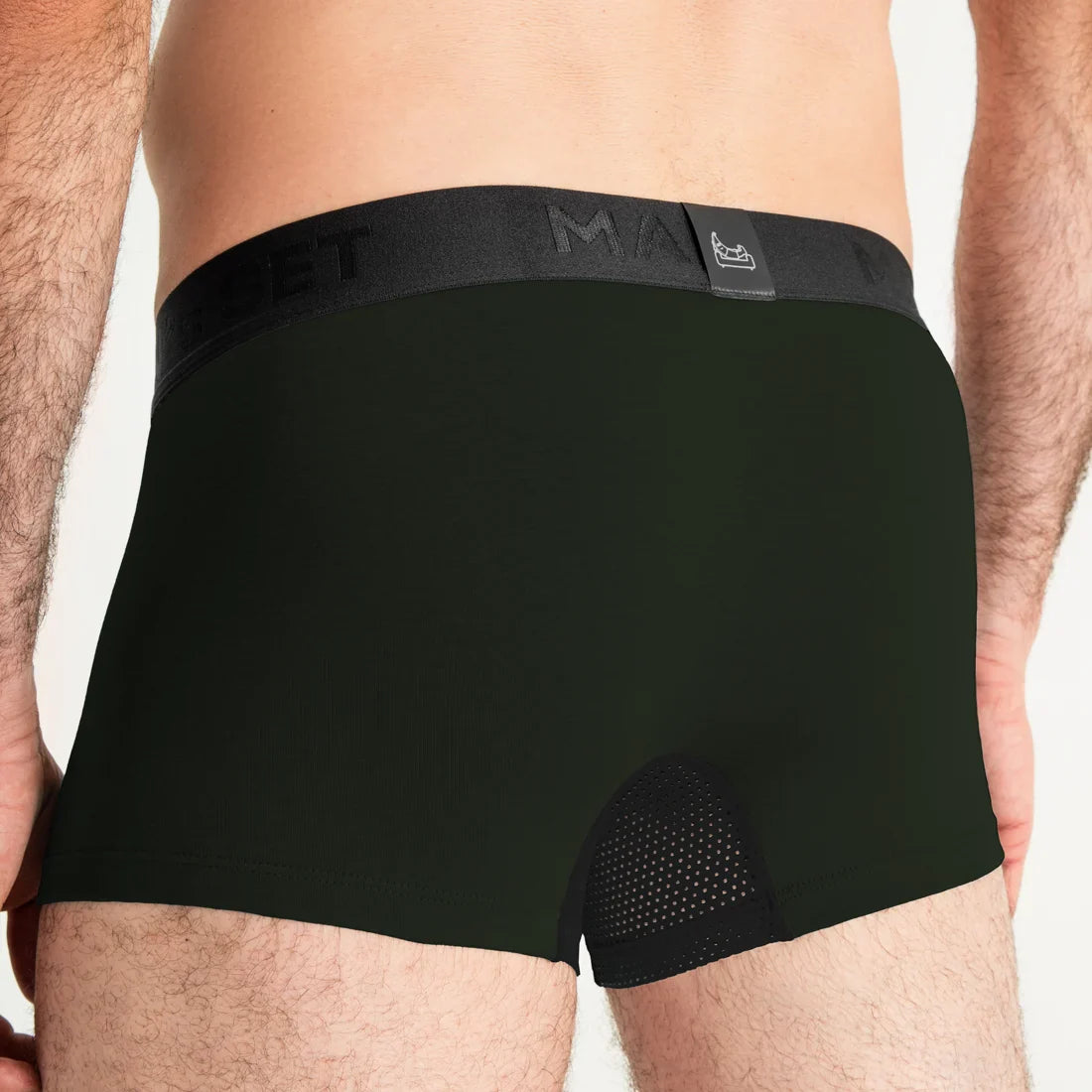 Men's Trunks AirFlow with Reduced Chafing in Green, Back View