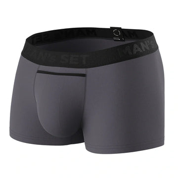 Men’s UltraSoft Trunks with Open Fly in Graphite, Front View