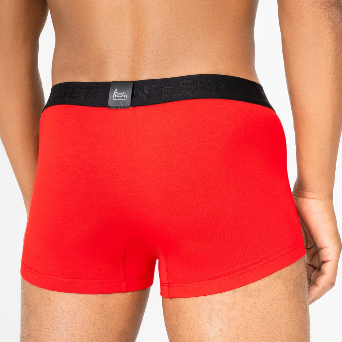 UltraSoft anatomical men’s trunks by Man’s SET in bright red, breathable cotton underwear for men, back view