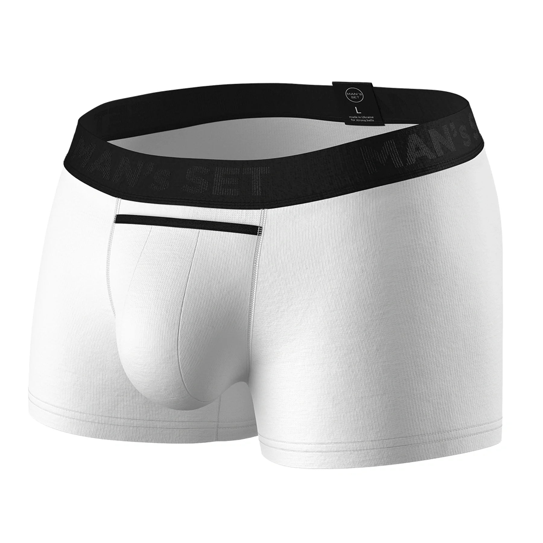 Men’s UltraSoft Trunks with Open Fly in White, Front View