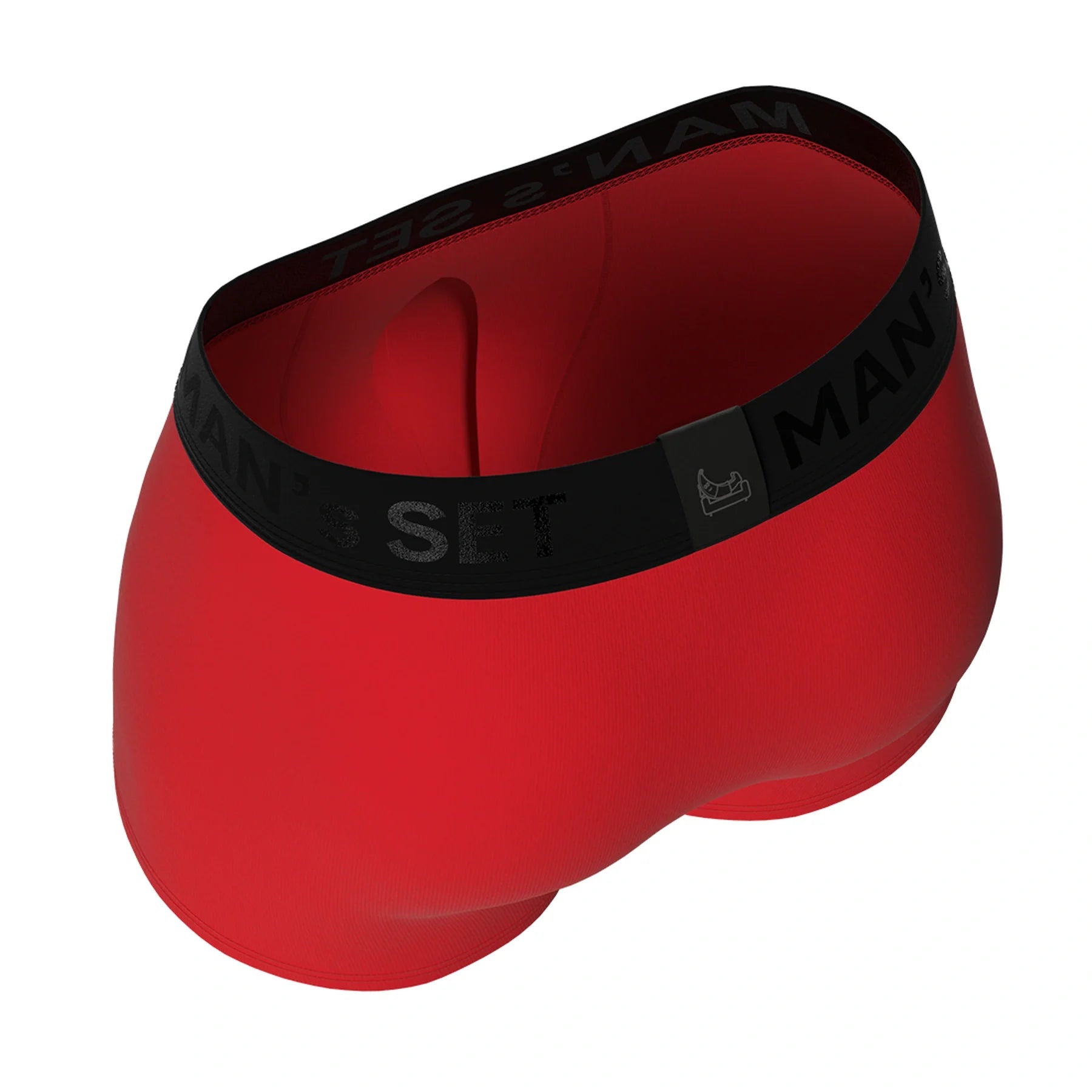 Man’s SET red FlexFit 3.2" trunks, anatomical men’s underwear, back view