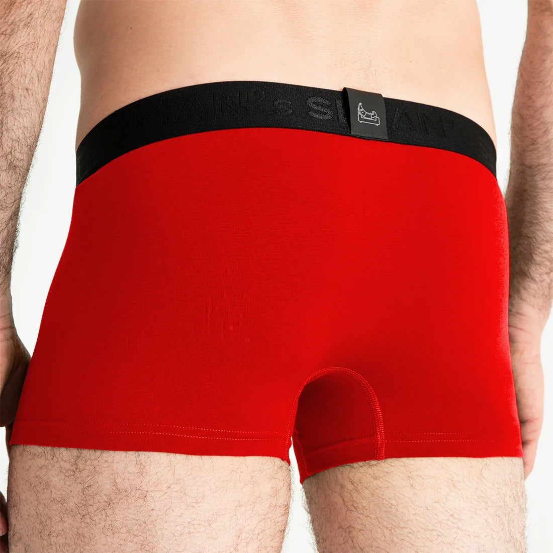 Man’s SET red FlexFit men’s trunks, comfortable anatomical men’s underwear, back view