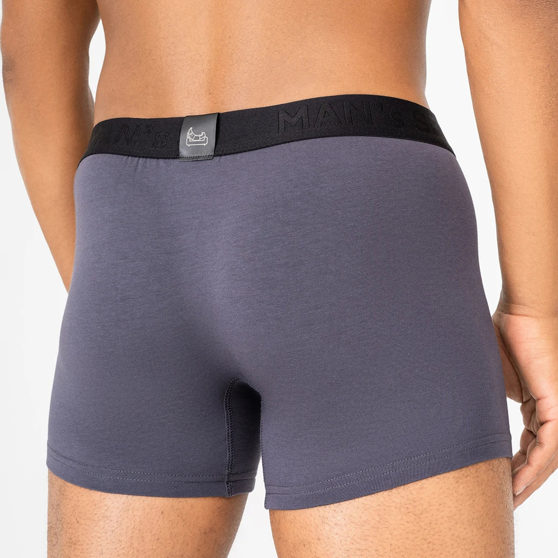 Man’s SET BreezeFlow trunk in graphite micromodal, breathable men’s underwear with soft stretch fit, back view