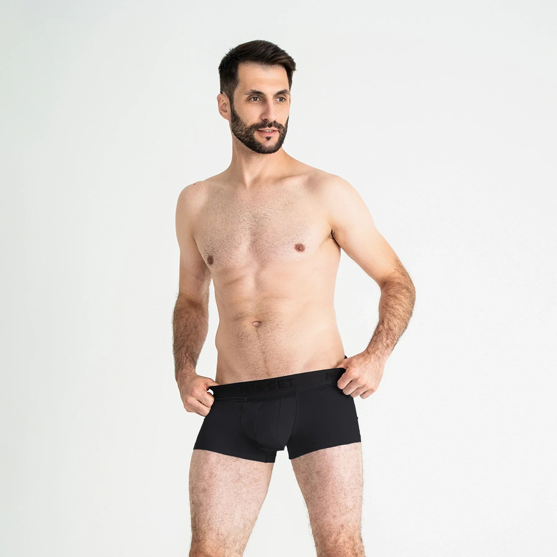 Men's Trunks AirFlow with Breathable Cotton in Black, On Model