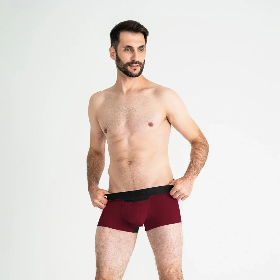 Men's Trunks AirFlow with Ventilation Mesh in Burgundy, On Model