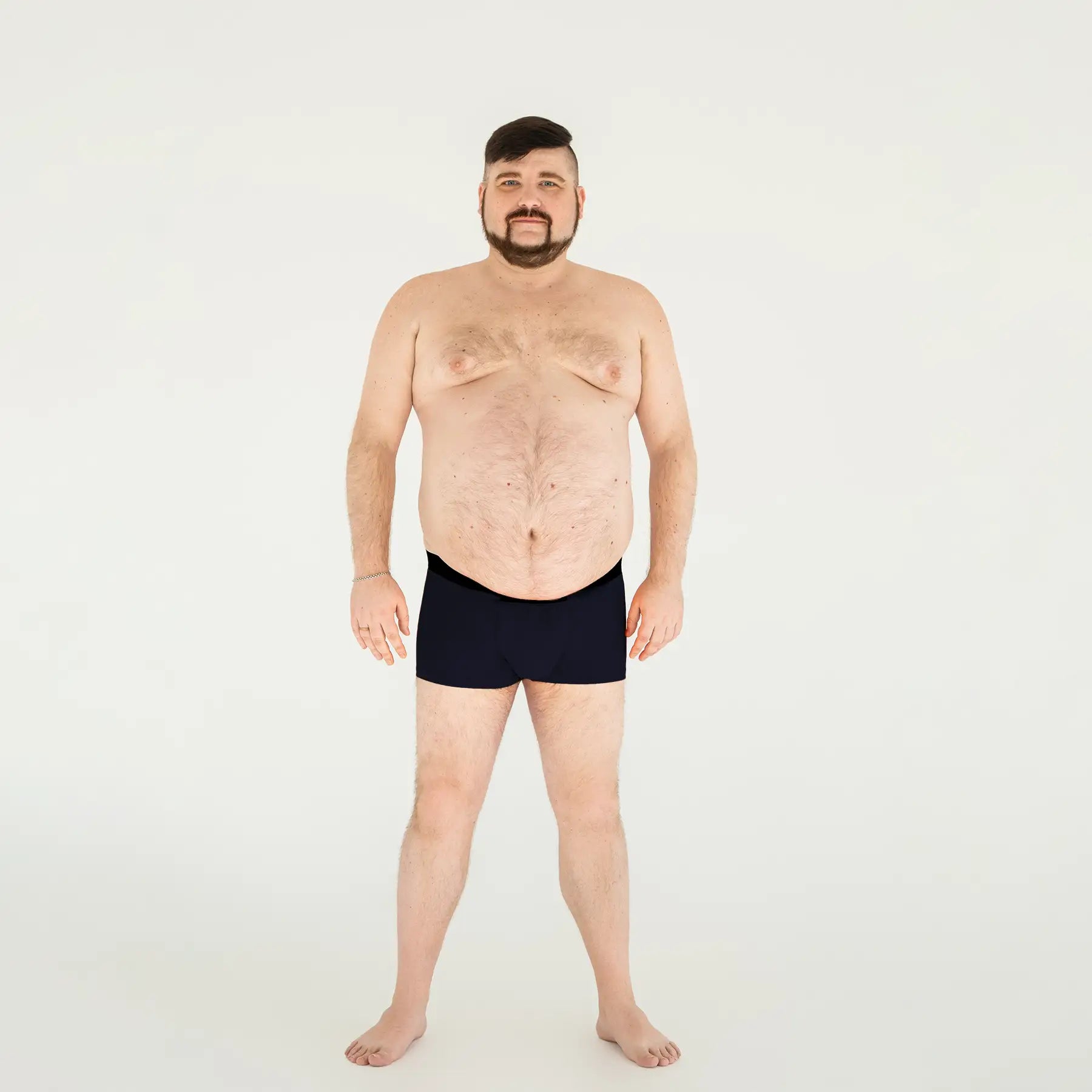 Man’s SET lightweight navy anatomical men’s boxer briefs with fly, breathable plus-size design, full front view