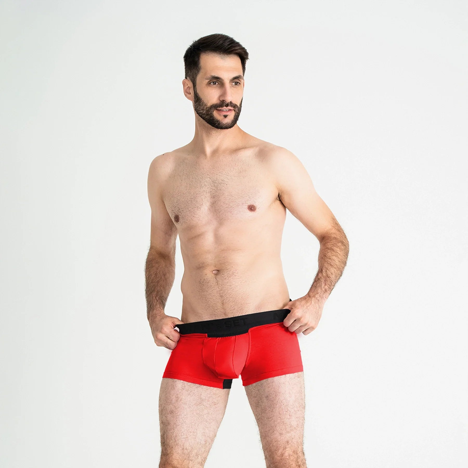 Men's Trunks AirFlow with Open Fly in Red, On Model