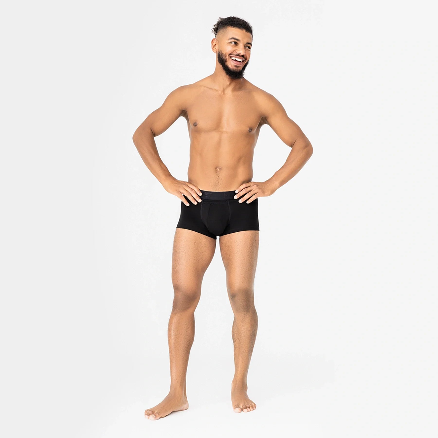 Men’s Trunks BreezeFlow with Breathable Cotton in Black, On Model View
