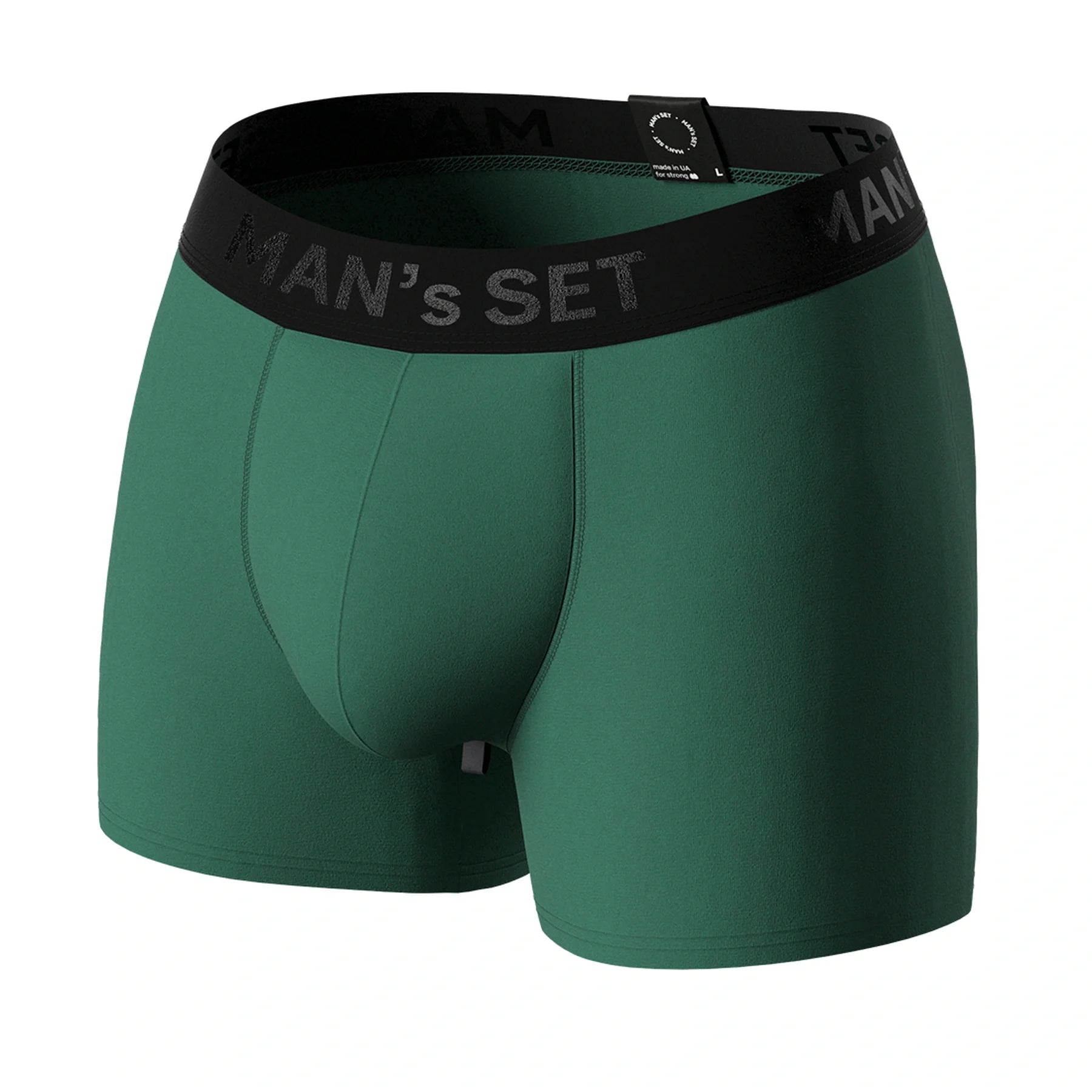 Forest green BreezeFlow micromodal 4-inch men’s trunks by Man’s SET,  front view