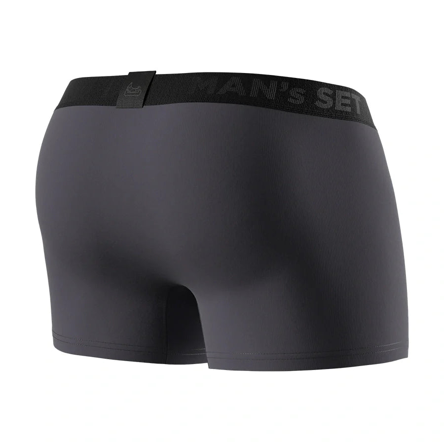 Graphite PowerStretch cotton trunks by Man’s SET, modern fit men’s underwear with soft stretch fabric, back view
