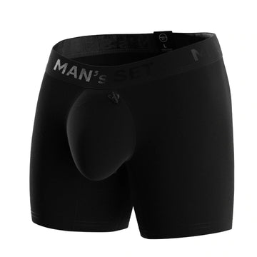 Man’s SET black anatomical men’s underwear with adjustable pouch, soft boxer briefs, front view