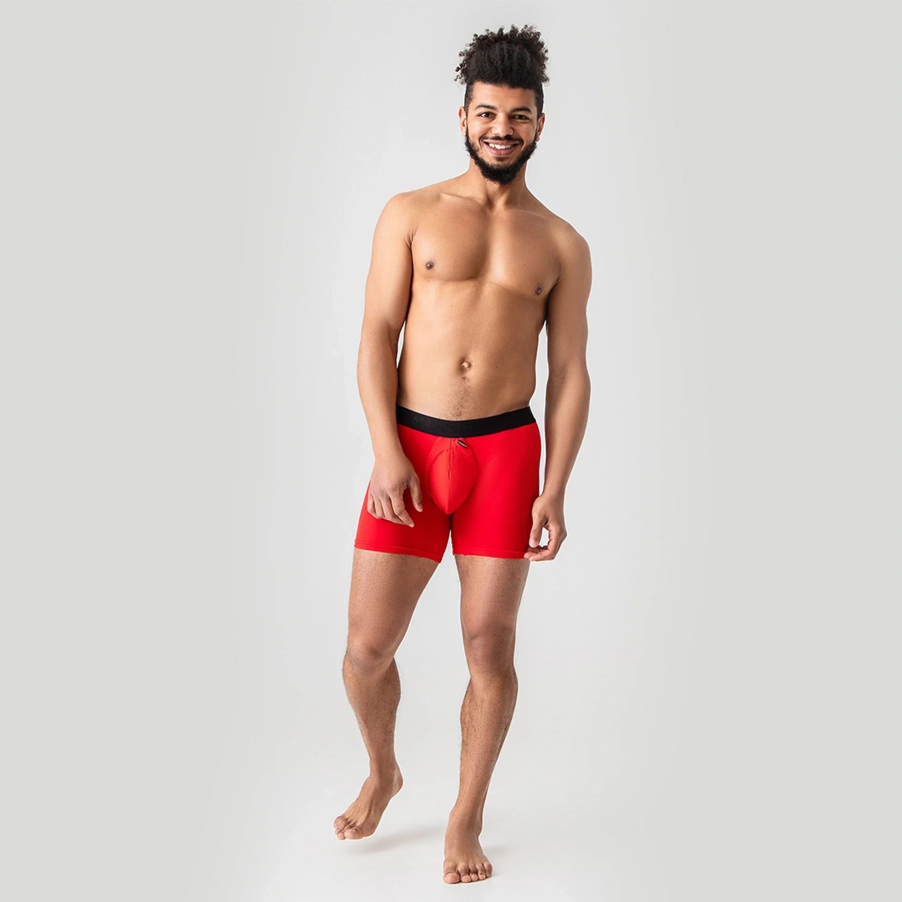 Man’s SET red ProActive Soft boxer briefs, men’s anatomical underwear with adjustable pouch, front view