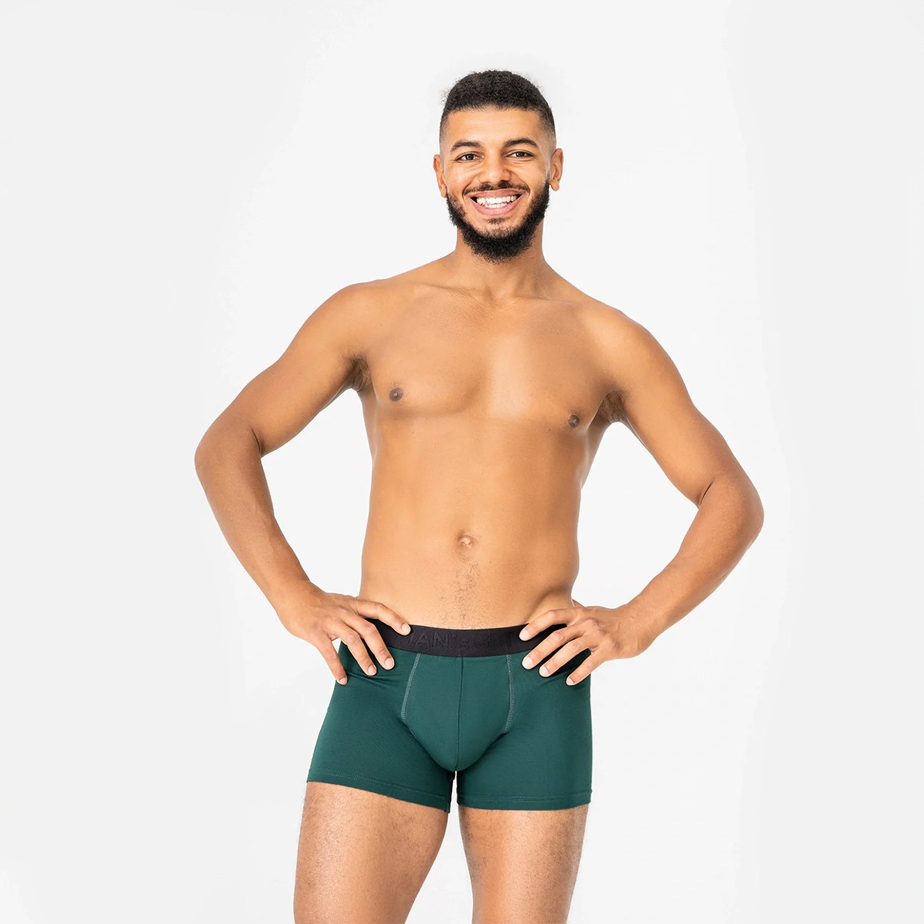 Man’s SET BreezeFlow micromodal 4-inch trunks in forest green, ultra-soft breathable men’s underwear, front view