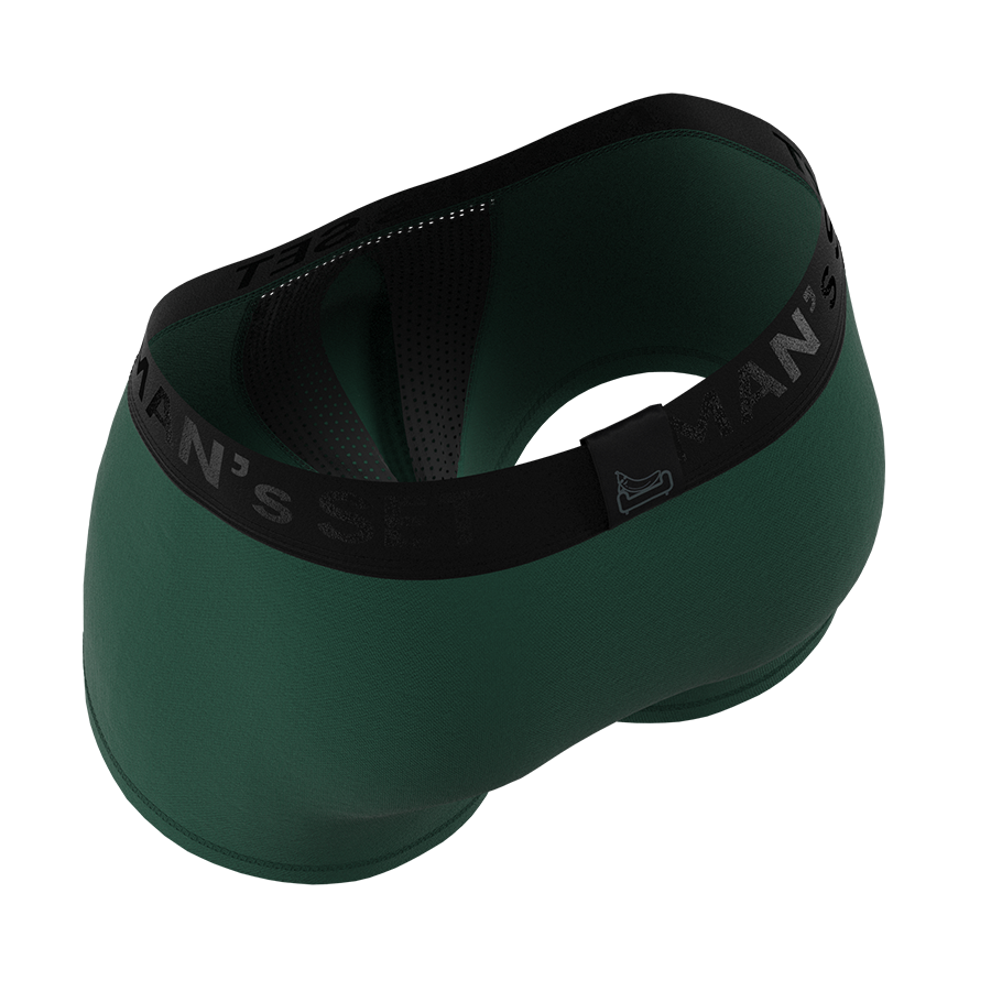 Men's Trunks AirFlow with Reduced Chafing in Green, Interior View