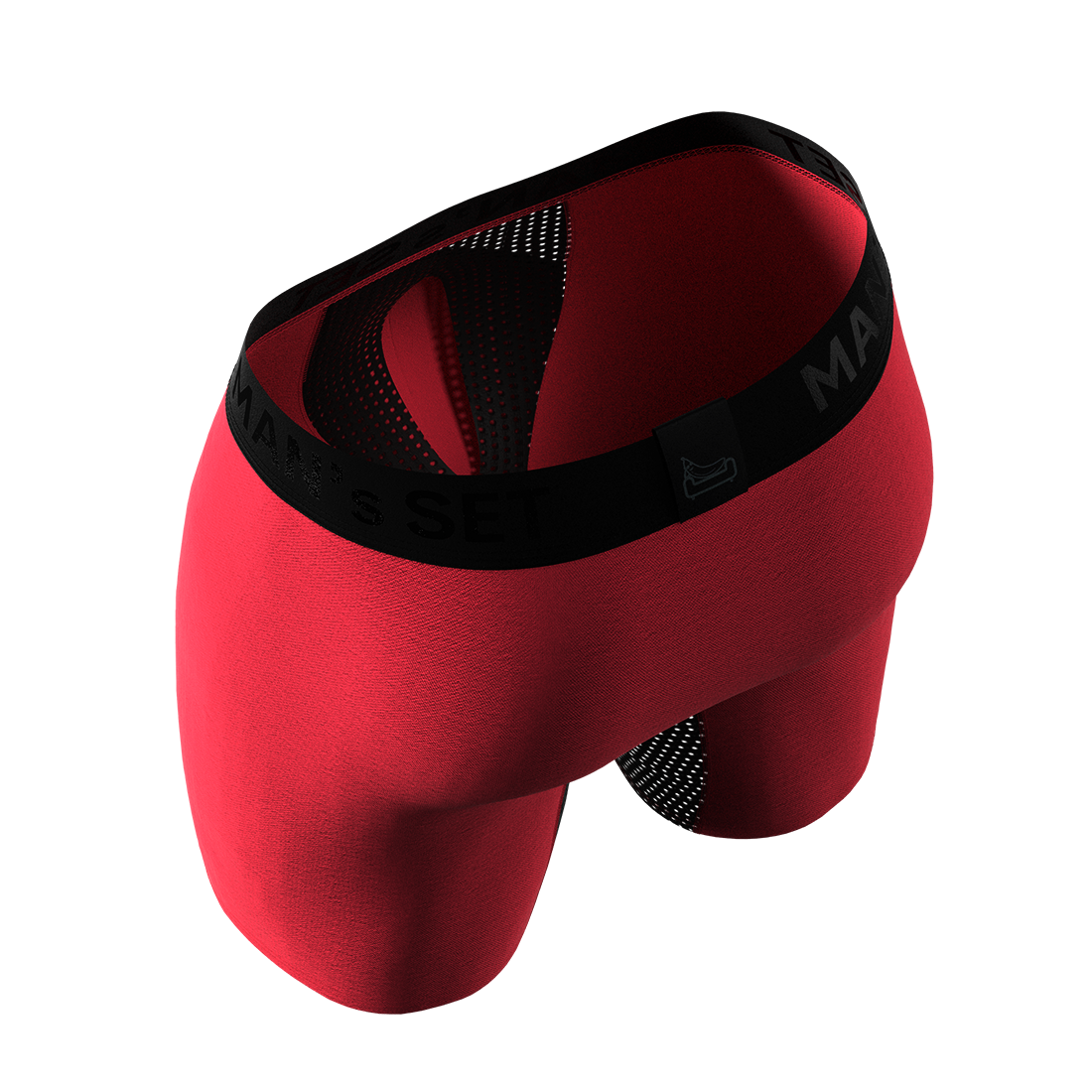 Man’s SET red AirFlow boxer briefs, breathable anatomical men’s underwear with mesh panel, back view