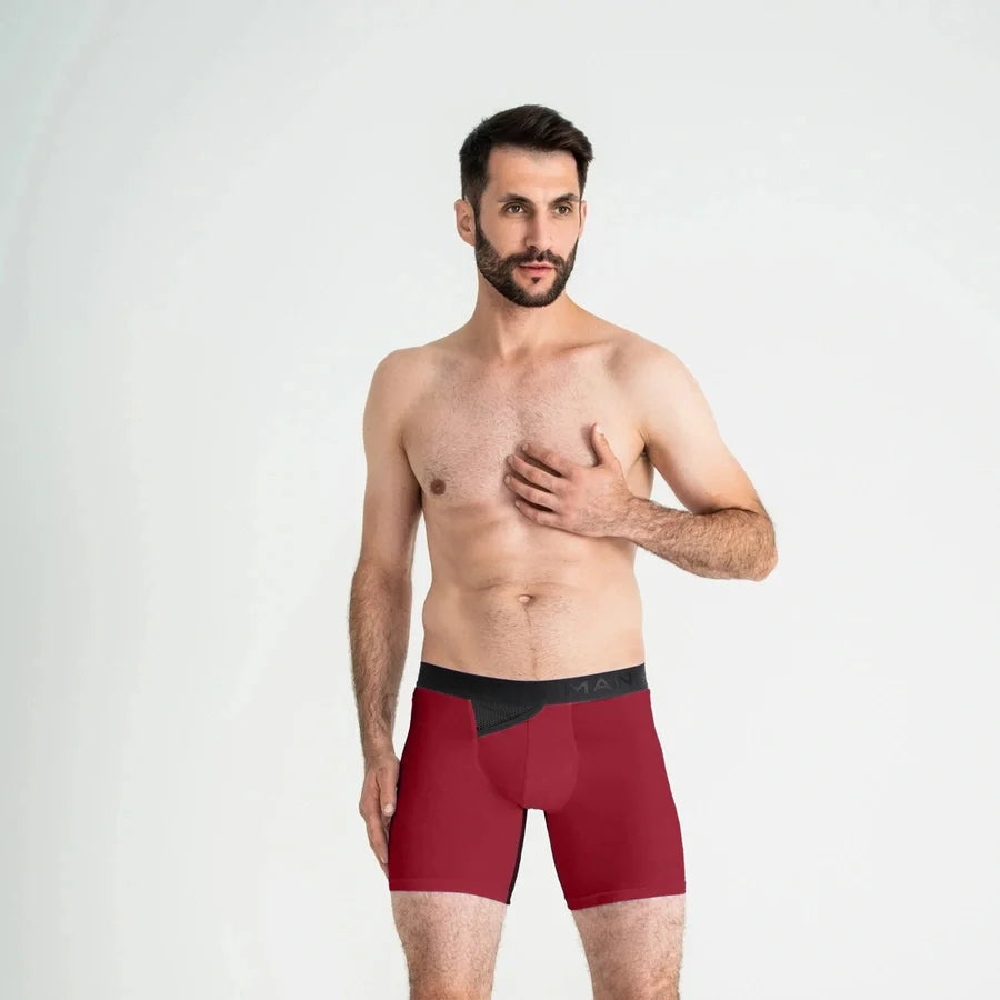 AirFlow Boxer Brief 7.6" Open Fly, Burgundy