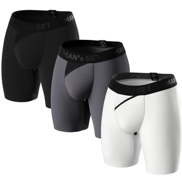 AirFlow Boxer Briefs 7.6" 3-Pack, Black/Graphite/White