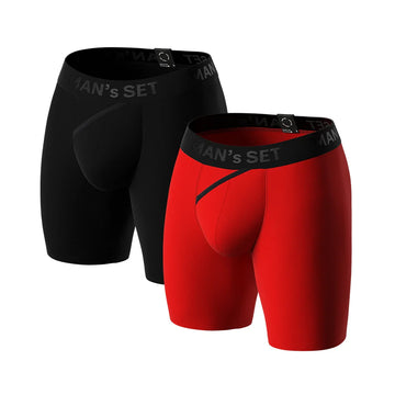 CoolCore Micromodal Boxer Briefs 6.7" 2-Pack, Black/Red