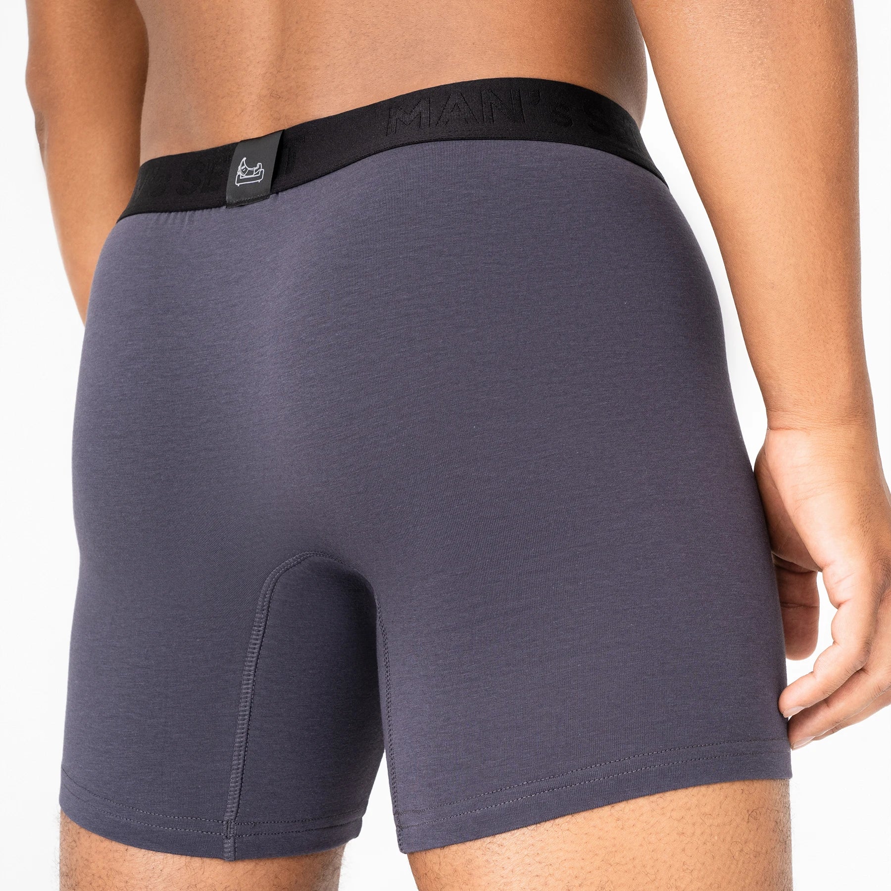 CoolCore Micromodal boxer briefs in graphite by Man’s SET, breathable men’s underwear, back view