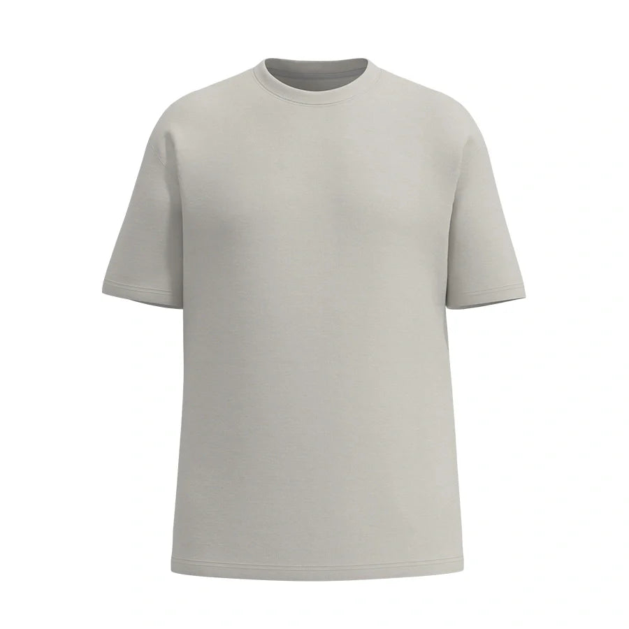 Man’s SET premium heavy cotton oversized T-shirt in almond, men’s relaxed fit, front view