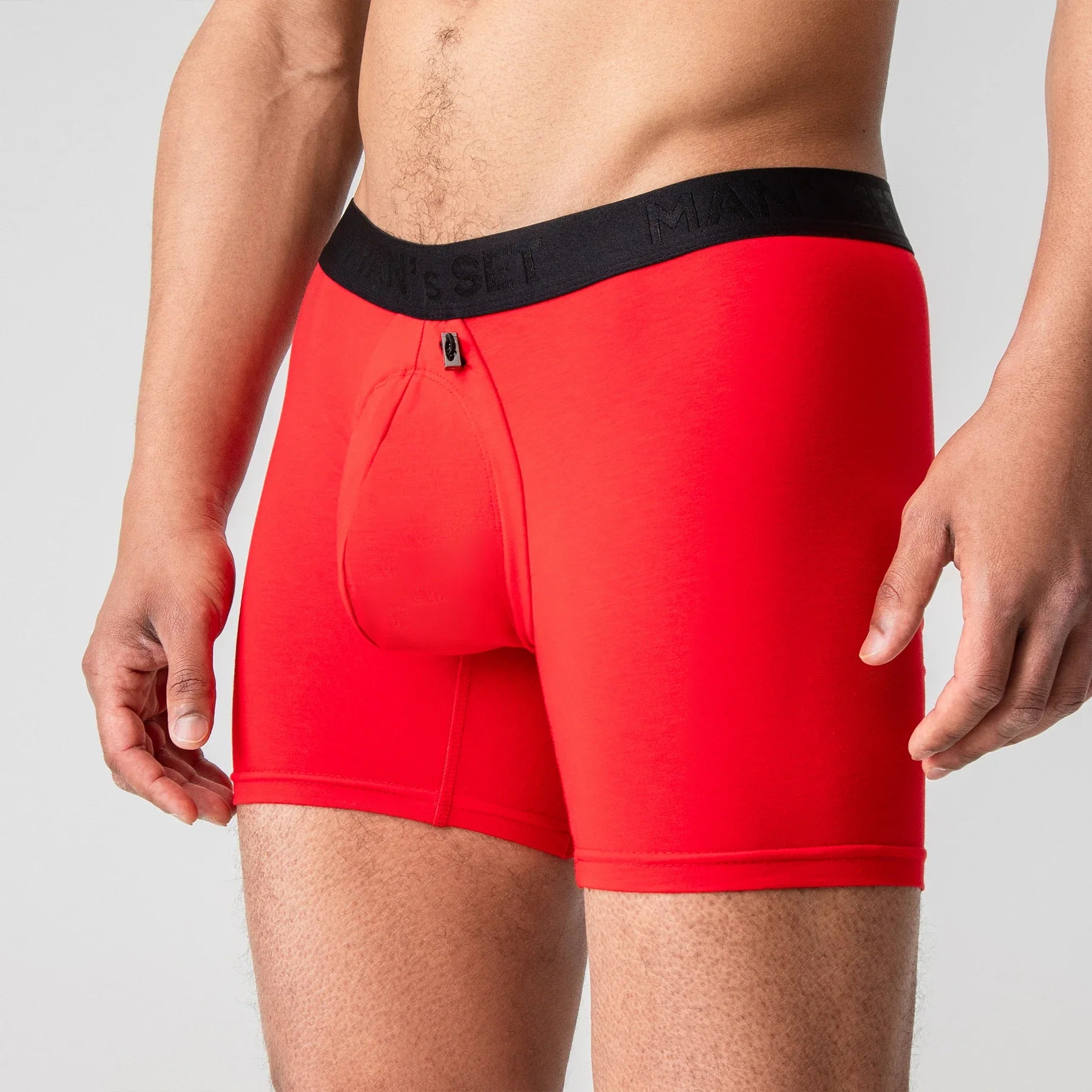 ProActive Soft boxer brief 5.8" in red by Man’s SET, breathable men’s anatomical underwear with drawstring pouch, front view