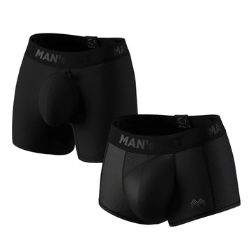Anatomical Sport Boxer Briefs & Trunks, Cooltech, 2-Pack, Black